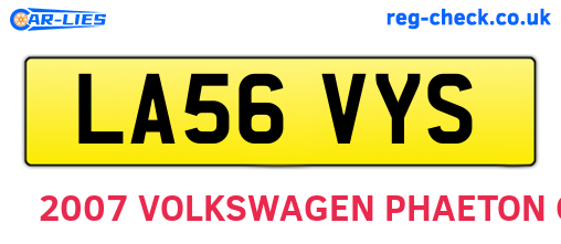 LA56VYS are the vehicle registration plates.