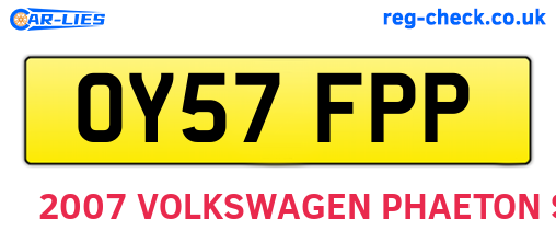 OY57FPP are the vehicle registration plates.