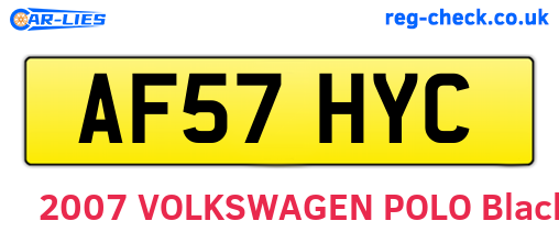 AF57HYC are the vehicle registration plates.