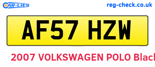 AF57HZW are the vehicle registration plates.