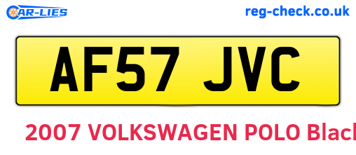 AF57JVC are the vehicle registration plates.