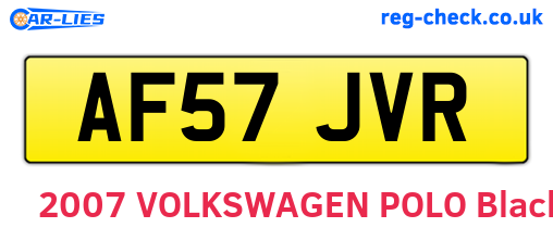 AF57JVR are the vehicle registration plates.