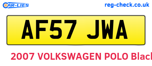 AF57JWA are the vehicle registration plates.