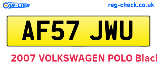 AF57JWU are the vehicle registration plates.
