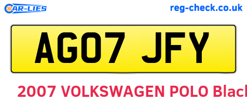 AG07JFY are the vehicle registration plates.