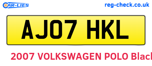 AJ07HKL are the vehicle registration plates.