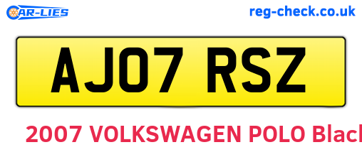 AJ07RSZ are the vehicle registration plates.