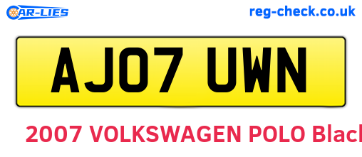 AJ07UWN are the vehicle registration plates.