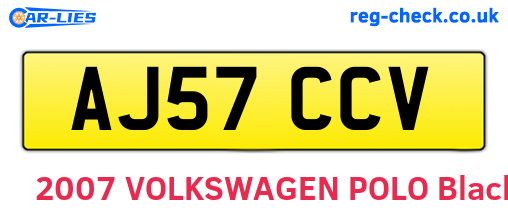 AJ57CCV are the vehicle registration plates.