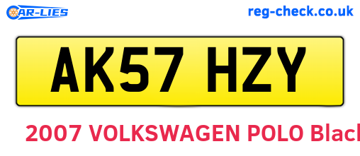 AK57HZY are the vehicle registration plates.