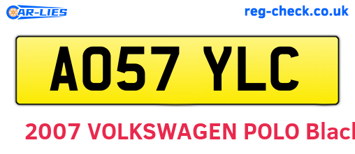 AO57YLC are the vehicle registration plates.