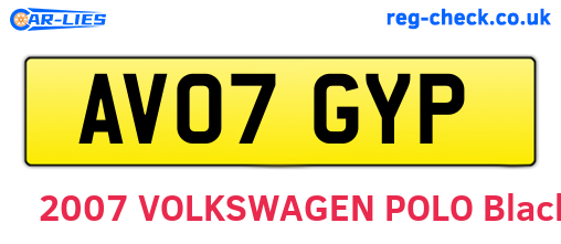 AV07GYP are the vehicle registration plates.