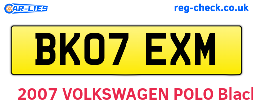 BK07EXM are the vehicle registration plates.