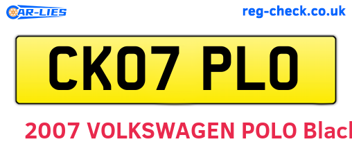 CK07PLO are the vehicle registration plates.