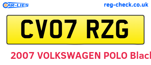 CV07RZG are the vehicle registration plates.