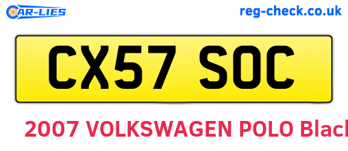 CX57SOC are the vehicle registration plates.