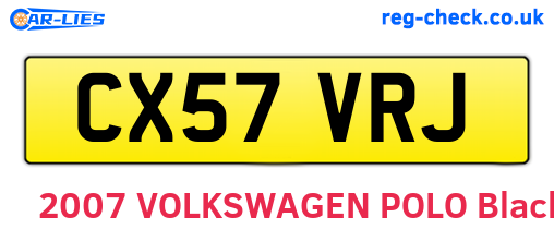 CX57VRJ are the vehicle registration plates.