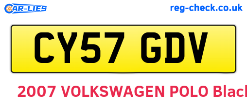 CY57GDV are the vehicle registration plates.