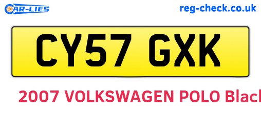 CY57GXK are the vehicle registration plates.
