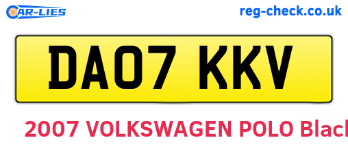 DA07KKV are the vehicle registration plates.