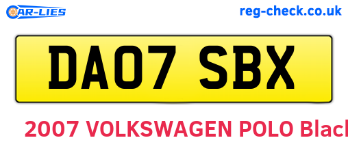 DA07SBX are the vehicle registration plates.