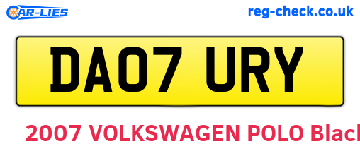 DA07URY are the vehicle registration plates.