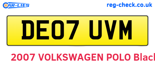 DE07UVM are the vehicle registration plates.