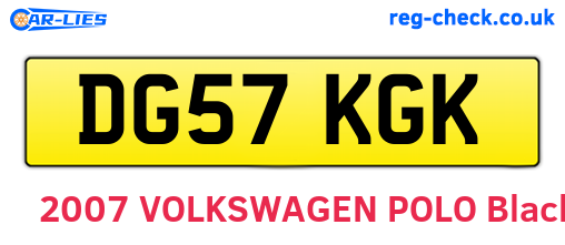 DG57KGK are the vehicle registration plates.