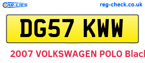 DG57KWW are the vehicle registration plates.