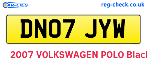 DN07JYW are the vehicle registration plates.