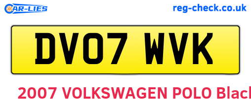 DV07WVK are the vehicle registration plates.