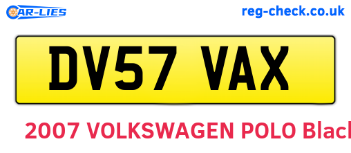 DV57VAX are the vehicle registration plates.