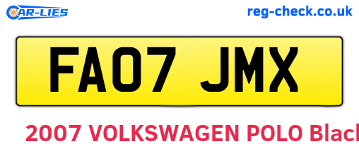 FA07JMX are the vehicle registration plates.