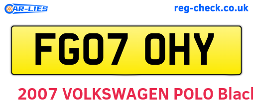 FG07OHY are the vehicle registration plates.