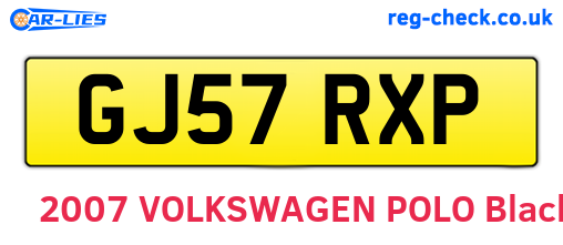 GJ57RXP are the vehicle registration plates.