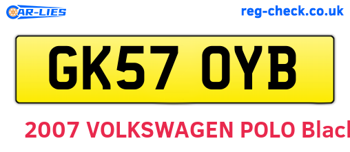 GK57OYB are the vehicle registration plates.