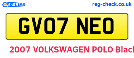 GV07NEO are the vehicle registration plates.