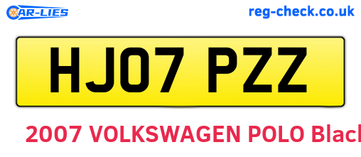 HJ07PZZ are the vehicle registration plates.
