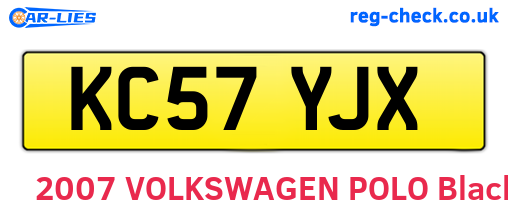KC57YJX are the vehicle registration plates.