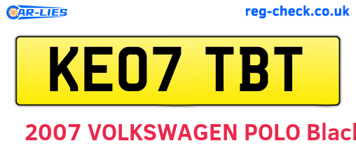 KE07TBT are the vehicle registration plates.