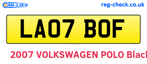 LA07BOF are the vehicle registration plates.