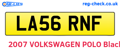 LA56RNF are the vehicle registration plates.