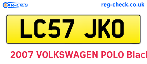 LC57JKO are the vehicle registration plates.