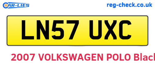 LN57UXC are the vehicle registration plates.