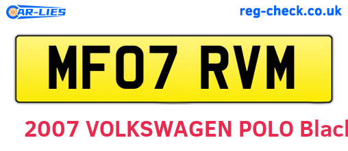 MF07RVM are the vehicle registration plates.