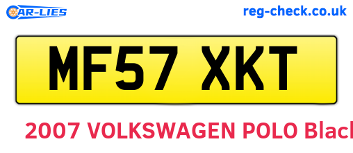 MF57XKT are the vehicle registration plates.
