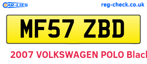 MF57ZBD are the vehicle registration plates.