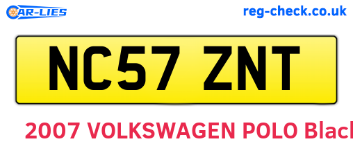 NC57ZNT are the vehicle registration plates.