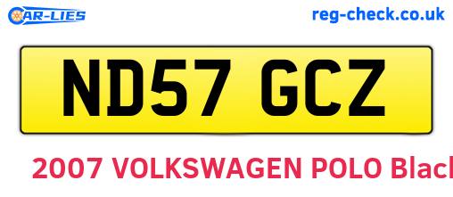 ND57GCZ are the vehicle registration plates.