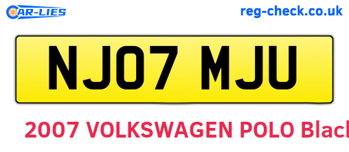 NJ07MJU are the vehicle registration plates.